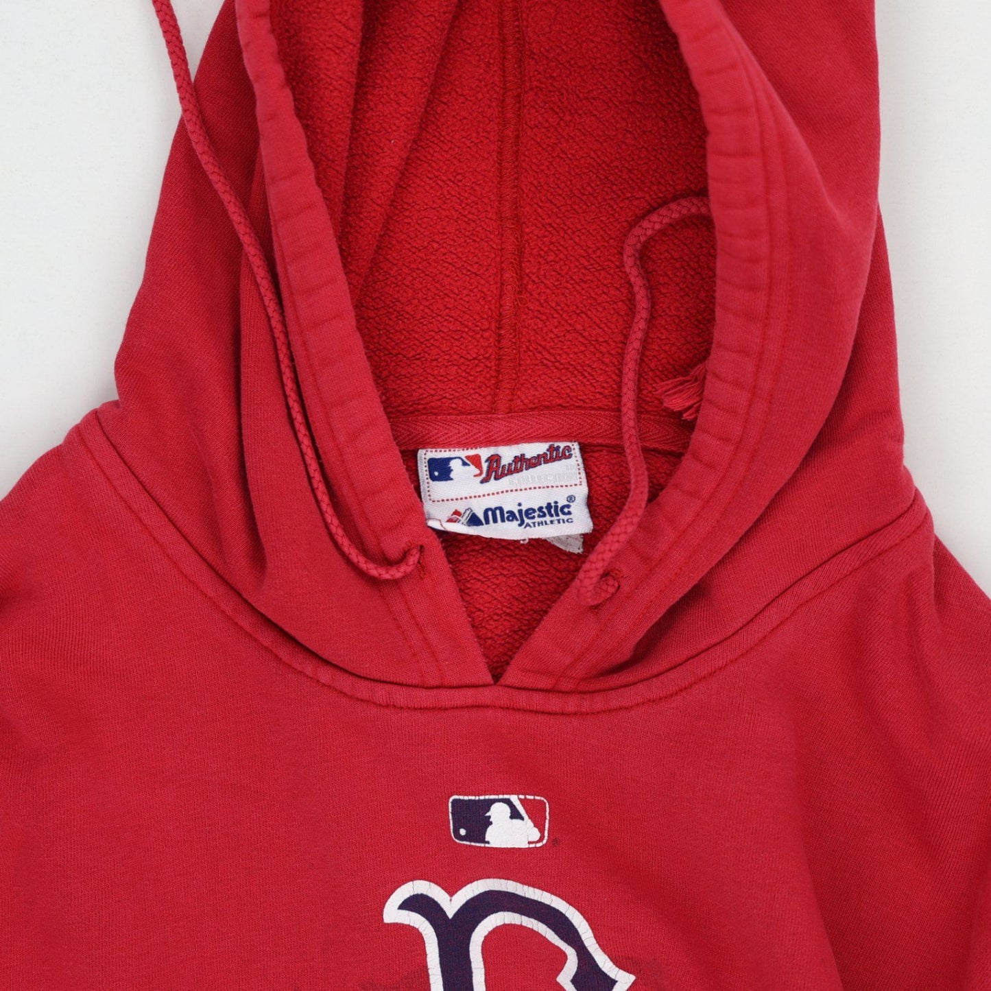 Majestic Boston Red Sox 2005 MLB Playoffs Vintage Sports Hoodie Red Large Cotton Blend