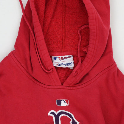 Majestic Boston Red Sox 2005 MLB Playoffs Vintage Sports Hoodie Red Large Cotton Blend