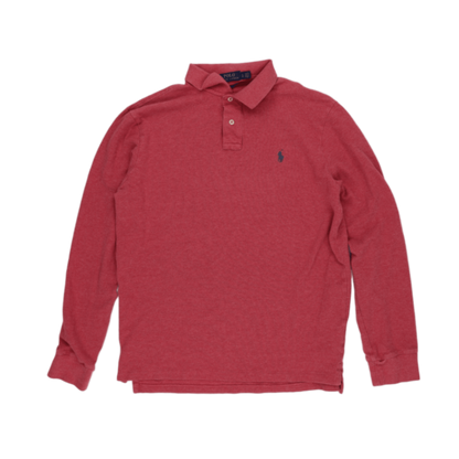 Ralph Lauren Men's Red Long Sleeve Polo Shirt Size L 100 Percent Cotton