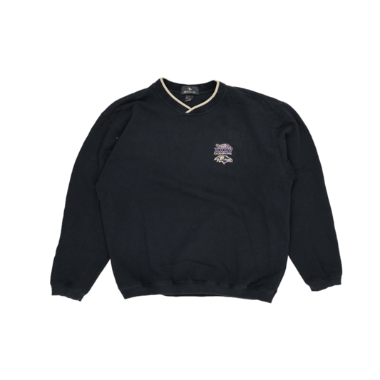 Antigua Baltimore Ravens Super Bowl XXXV Champions Vintage Pullover Sweatshirt Navy Large 60 Cotton 40 Polyester