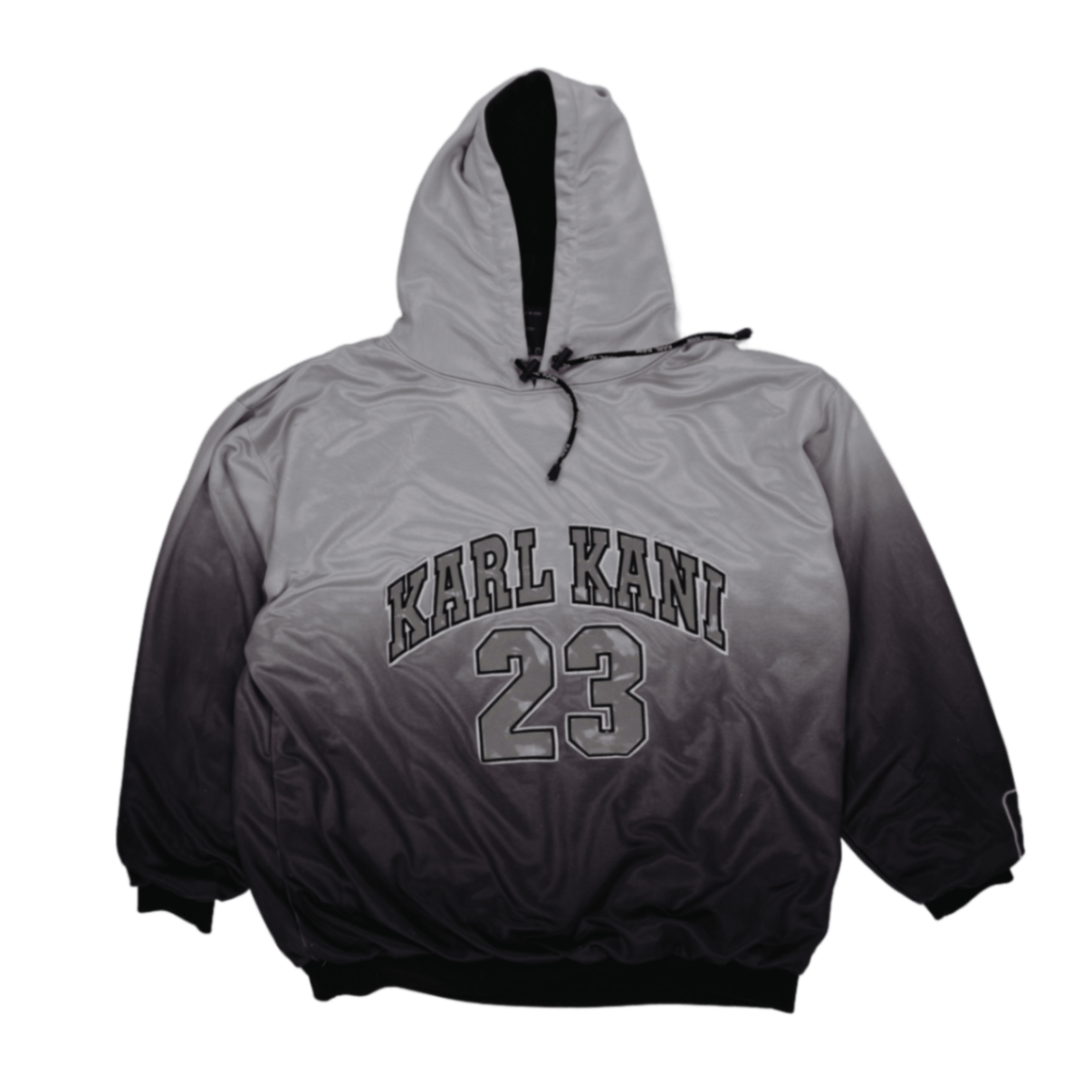 Karl Kani XL Grey Ombre Hoodie Polyester Blend Unisex Sports Streetwear Hooded Sweatshirt