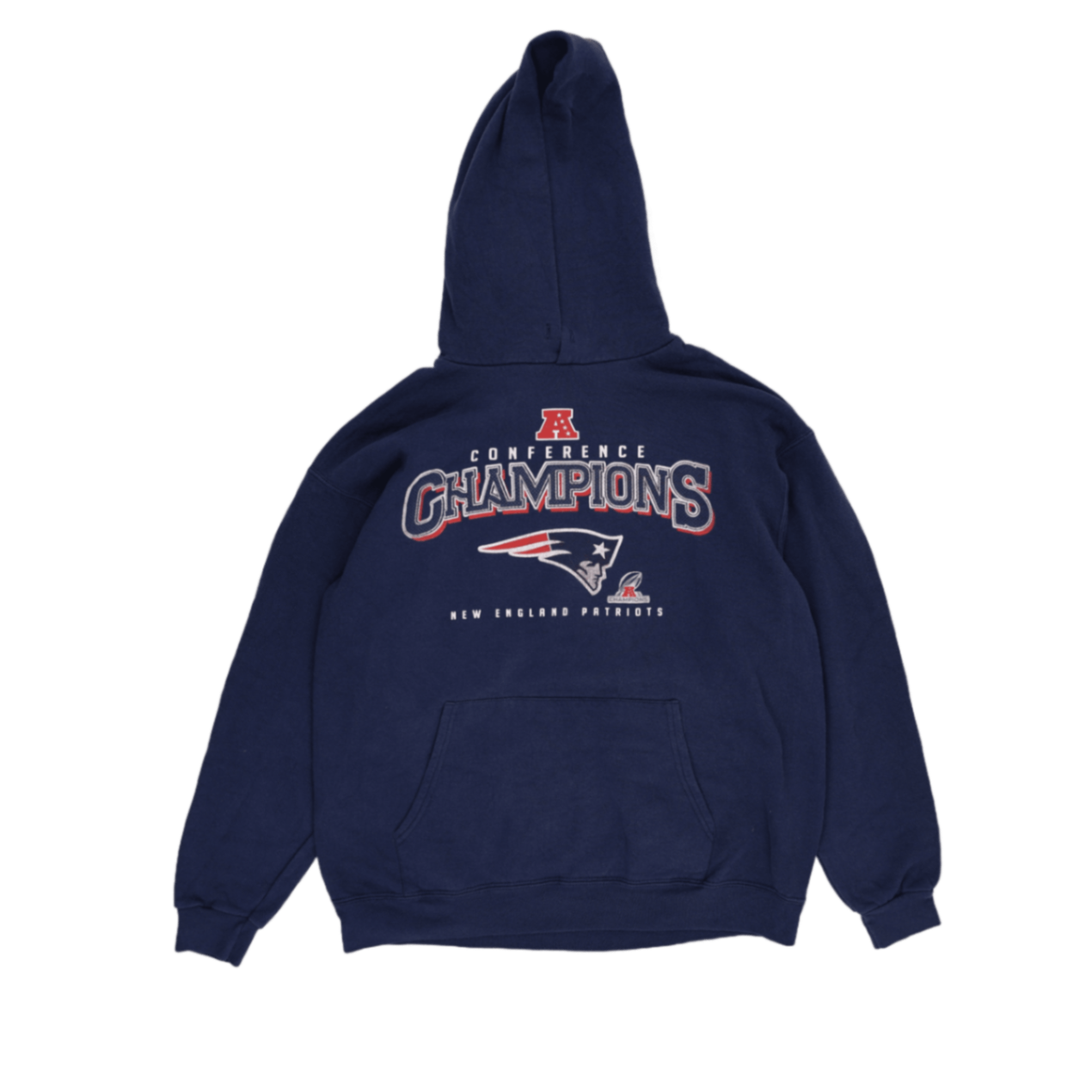 NFL Team Apparel New England Patriots AFC Champions Pullover Hoodie Navy Large Cotton Blend Vintage