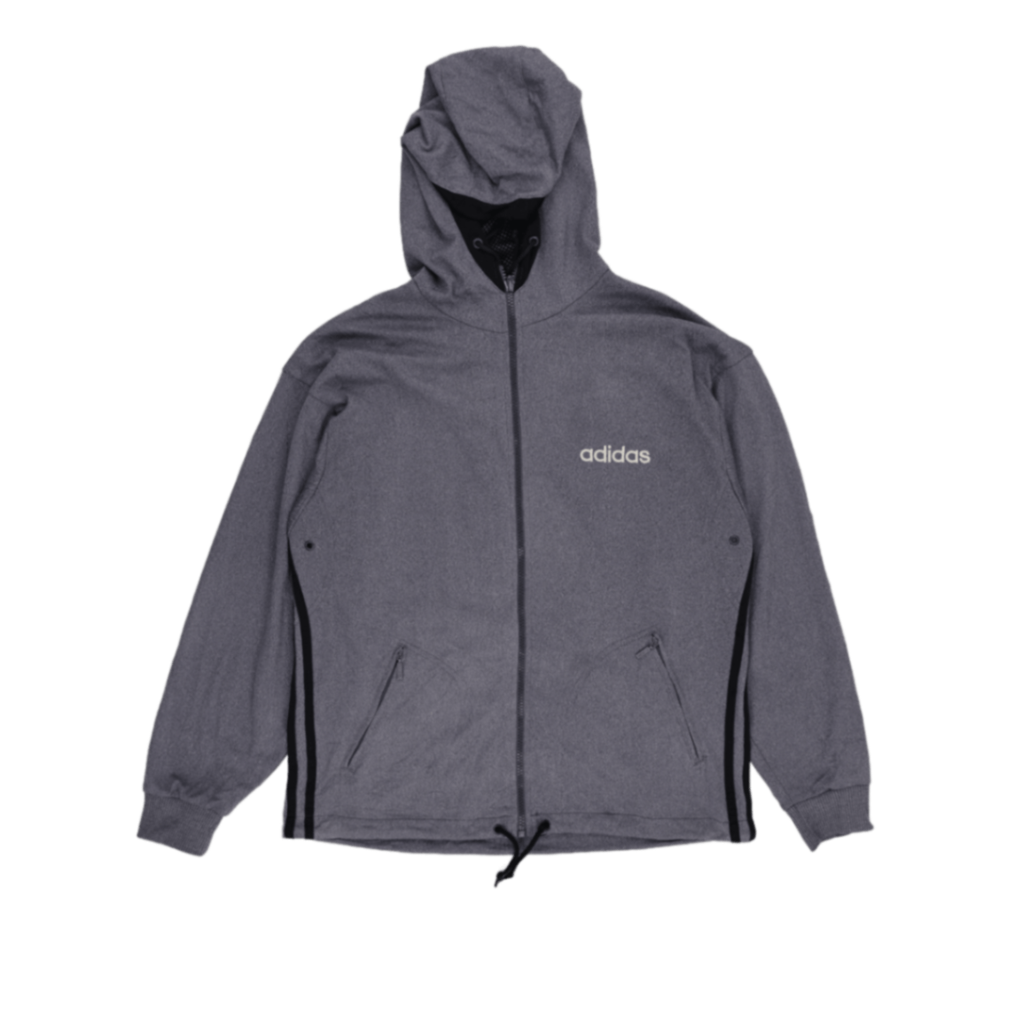 adidas Vintage Grey Full Zip Hoodie Size D4 F168 Large Polyester Blend