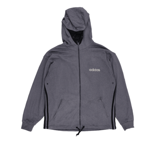 adidas Vintage Grey Full Zip Hoodie Size D4 F168 Large Polyester Blend