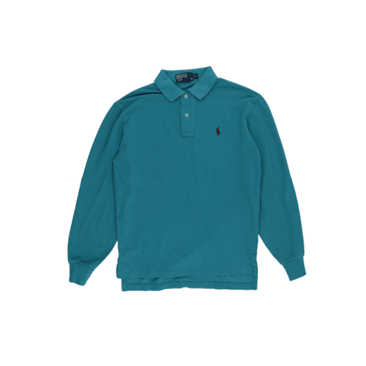 Ralph Lauren Classic Polo Long Sleeve Shirt Teal Small Cotton