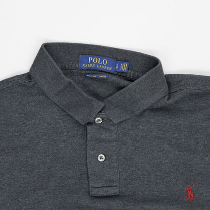 Ralph Lauren Long Sleeve Polo Shirt Charcoal Grey Large Pima Cotton Smart Casual