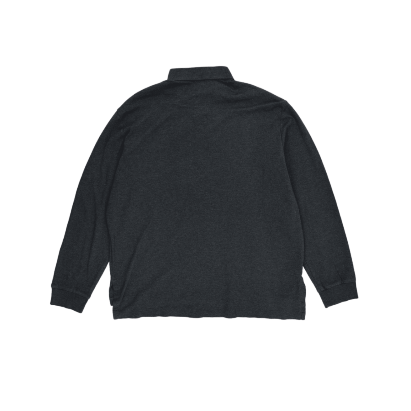 Ralph Lauren Long Sleeve Polo Shirt Charcoal Grey Large Pima Cotton Smart Casual