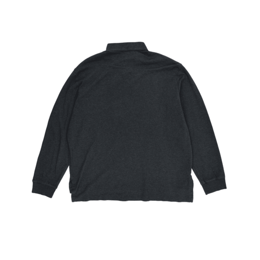 Ralph Lauren Long Sleeve Polo Shirt Charcoal Grey Large Pima Cotton Smart Casual