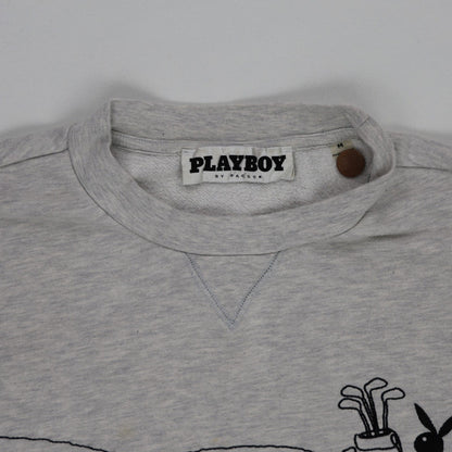 Playboy by Pacsun Vintage Grey Pullover Knit Sweatshirt Unisex Medium Cotton Blend Crew Neck