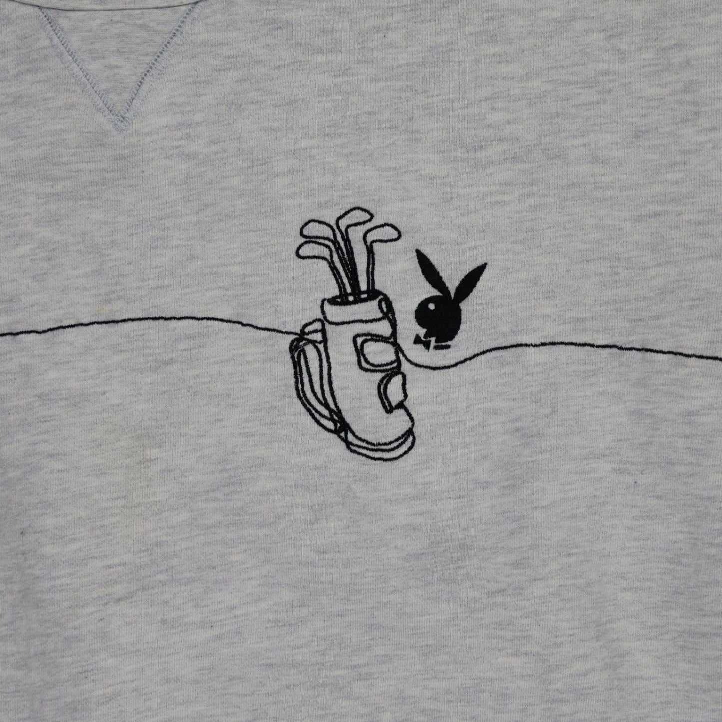 Playboy by Pacsun Vintage Grey Pullover Knit Sweatshirt Unisex Medium Cotton Blend Crew Neck