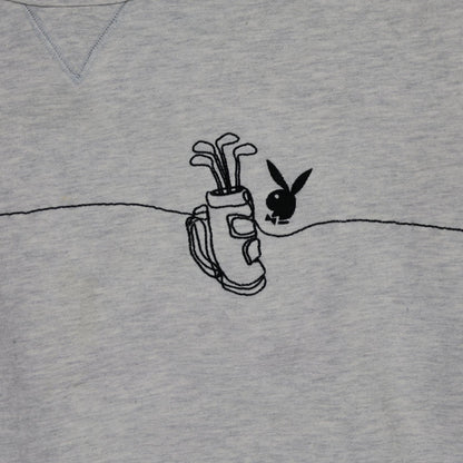 Playboy by Pacsun Vintage Grey Pullover Knit Sweatshirt Unisex Medium Cotton Blend Crew Neck