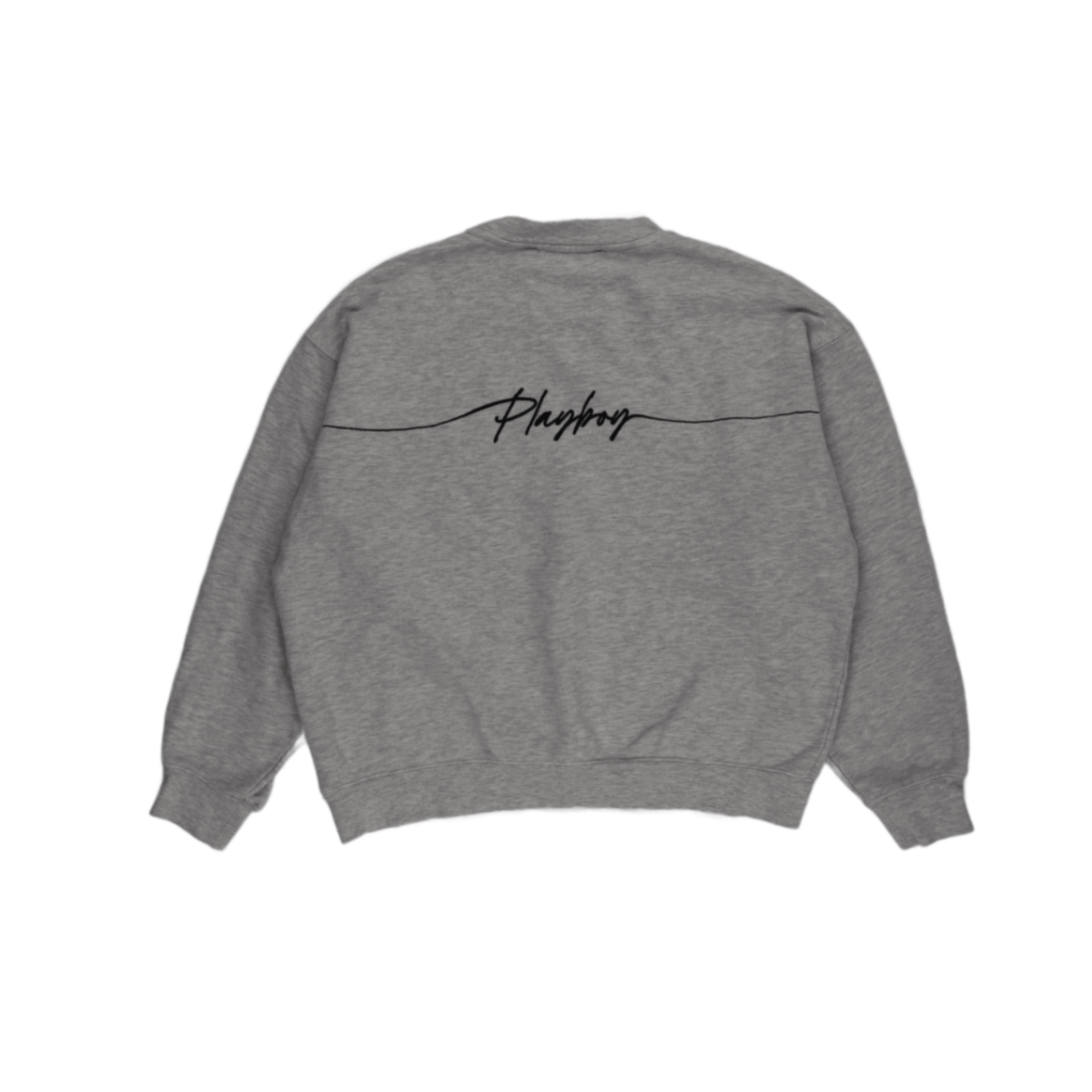 Playboy by Pacsun Vintage Grey Pullover Knit Sweatshirt Unisex Medium Cotton Blend Crew Neck
