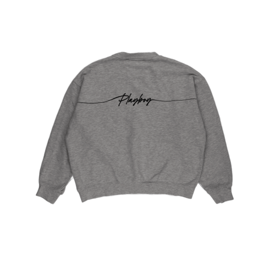 Playboy by Pacsun Vintage Grey Pullover Knit Sweatshirt Unisex Medium Cotton Blend Crew Neck
