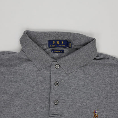 Ralph Lauren Long Sleeve Polo Shirt Grey Large 100 Cotton Mens