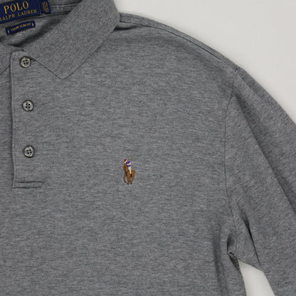Ralph Lauren Long Sleeve Polo Shirt Grey Large 100 Cotton Mens