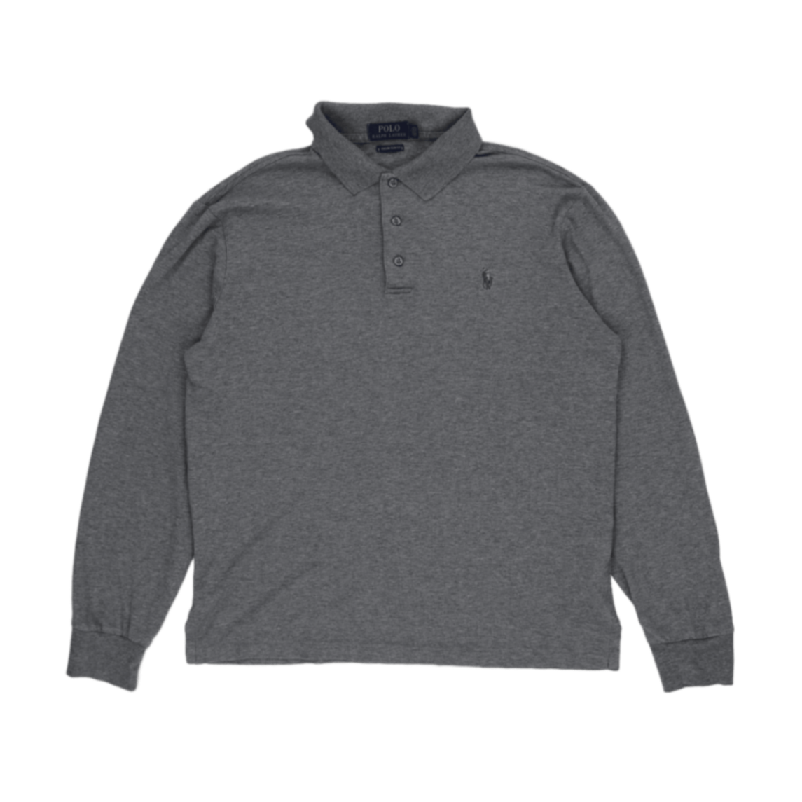 Ralph Lauren Long Sleeve Polo Shirt Grey Large 100 Cotton Mens