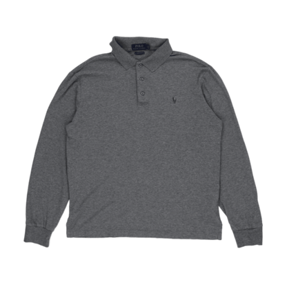 Ralph Lauren Long Sleeve Polo Shirt Grey Large 100 Cotton Mens