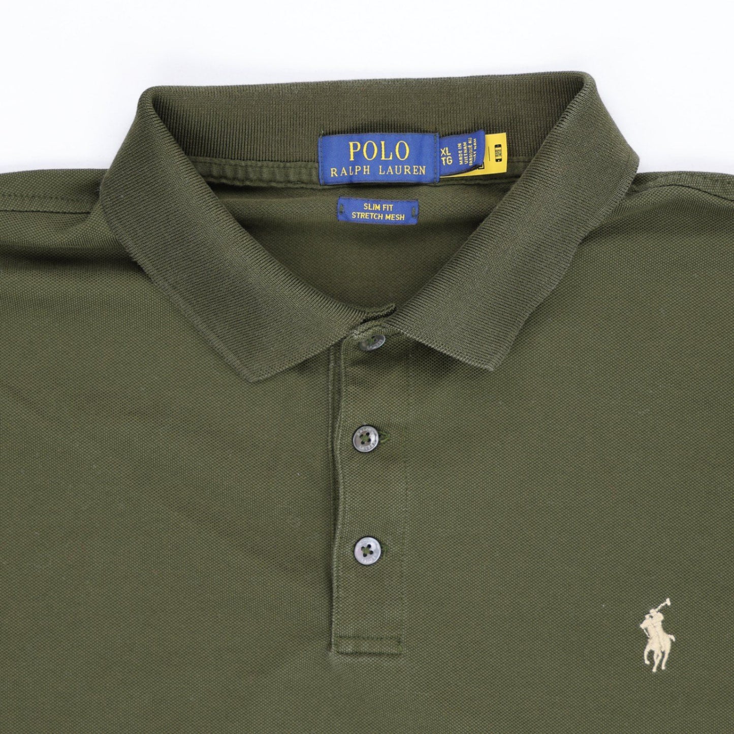 Ralph Lauren Olive Green Long Sleeve Polo Shirt XL Stretch Mesh Cotton