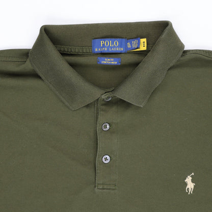 Ralph Lauren Olive Green Long Sleeve Polo Shirt XL Stretch Mesh Cotton