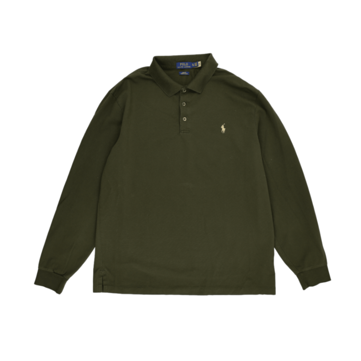 Ralph Lauren Olive Green Long Sleeve Polo Shirt XL Stretch Mesh Cotton