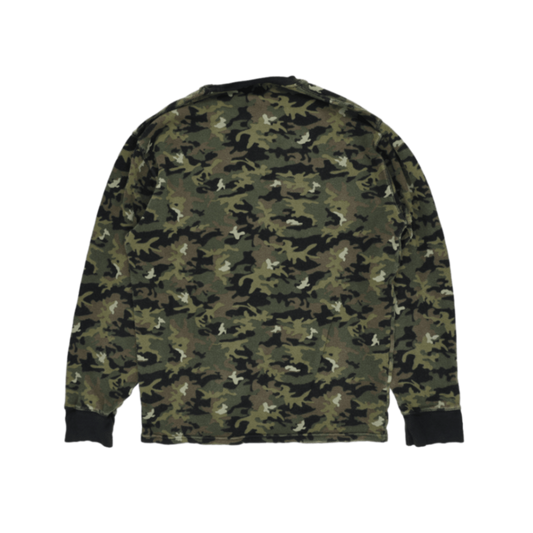 Polo Ralph Lauren Army Green Black Camouflage Crew Neck Long Sleeve Sweatshirt XL 100 Percent Cotton