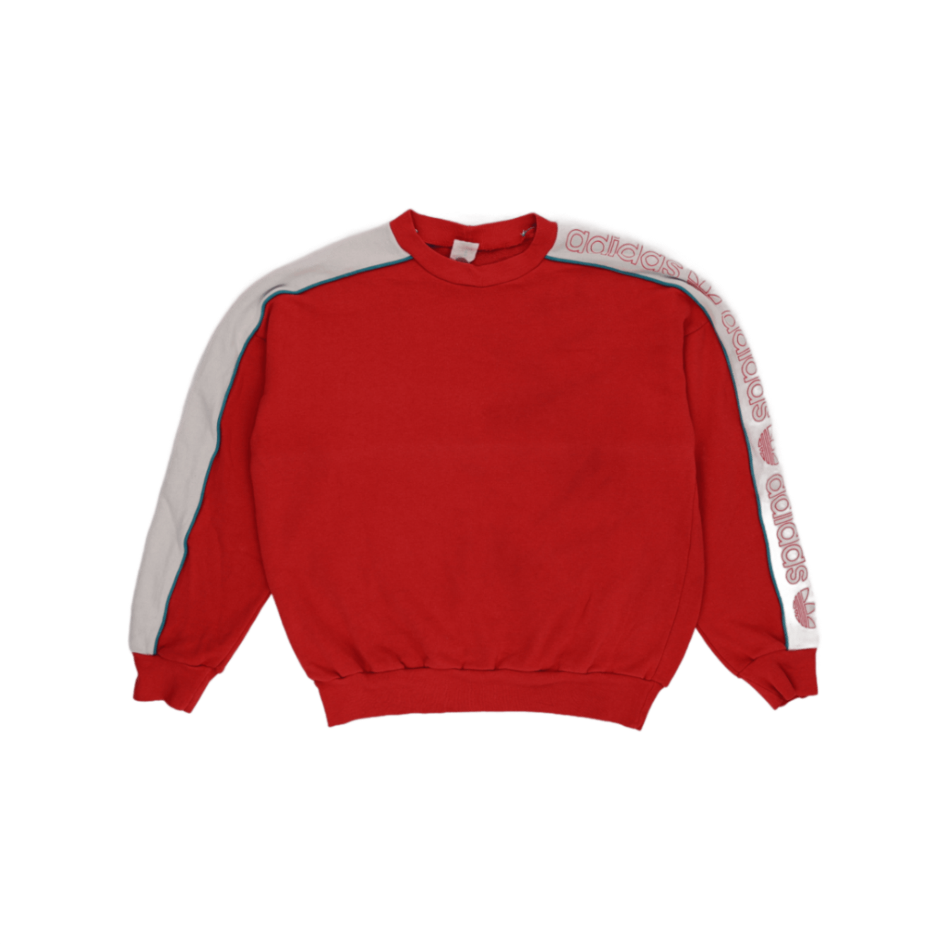 adidas Vintage Red Crew Neck Sweatshirt Medium Cotton Blend Retro Sportswear