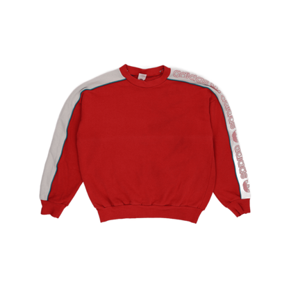 adidas Vintage Red Crew Neck Sweatshirt Medium Cotton Blend Retro Sportswear