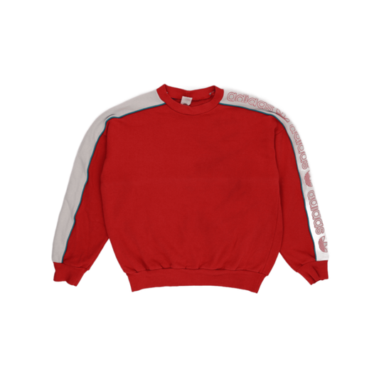 adidas Vintage Red Crew Neck Sweatshirt Medium Cotton Blend Retro Sportswear