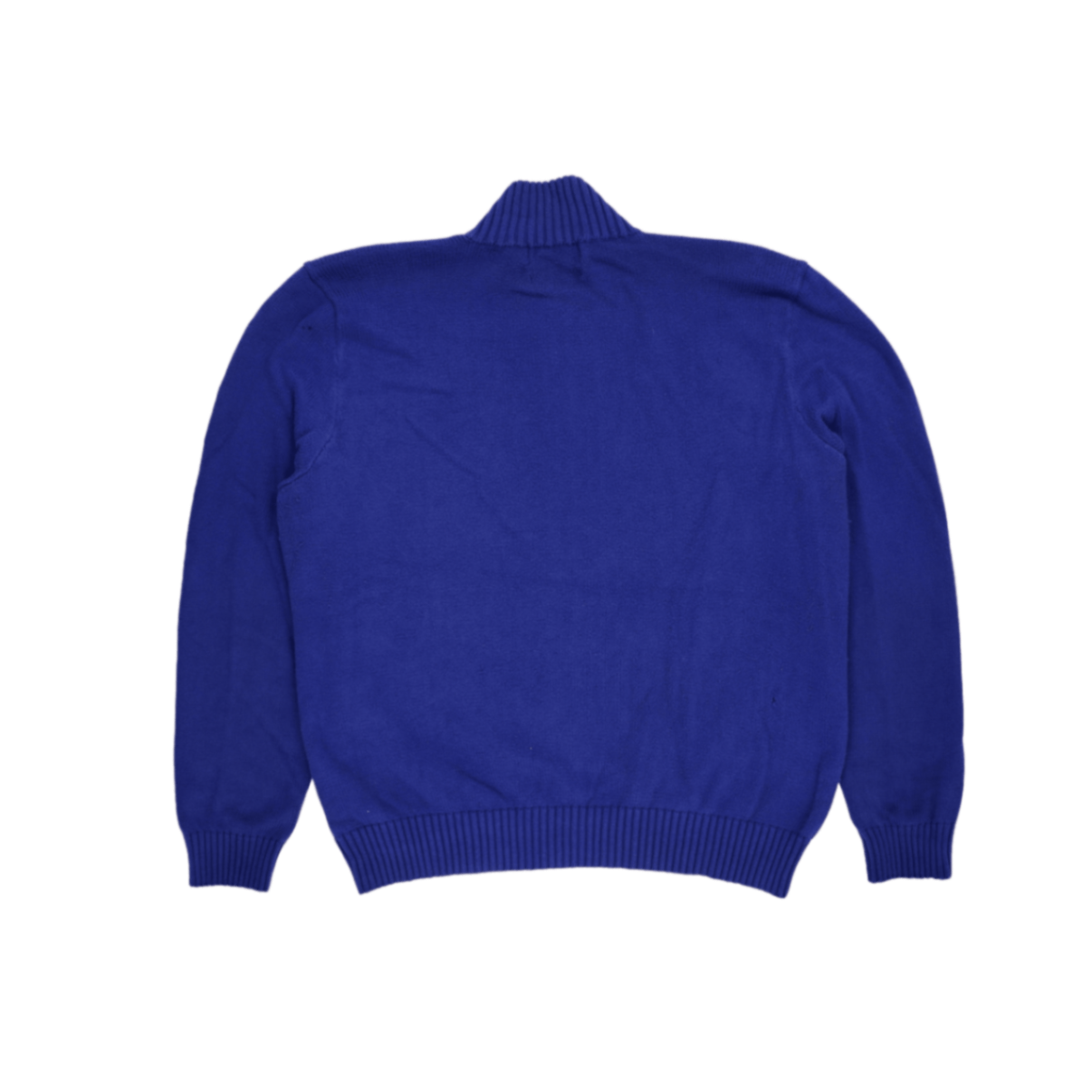 Ralph Lauren Half Zip Jumper Blue Large Cotton High Neck Collar