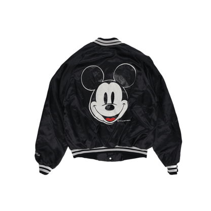 Chalk Line Vintage Disney Mickey Mouse Satin Varsity Bomber Jacket Black Medium