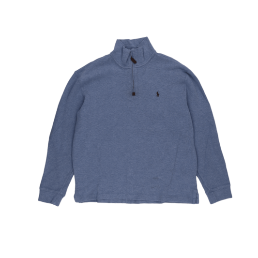 Polo Ralph Lauren Men's 1/4 Zip Sweatshirt Blue Large Cotton Blend
