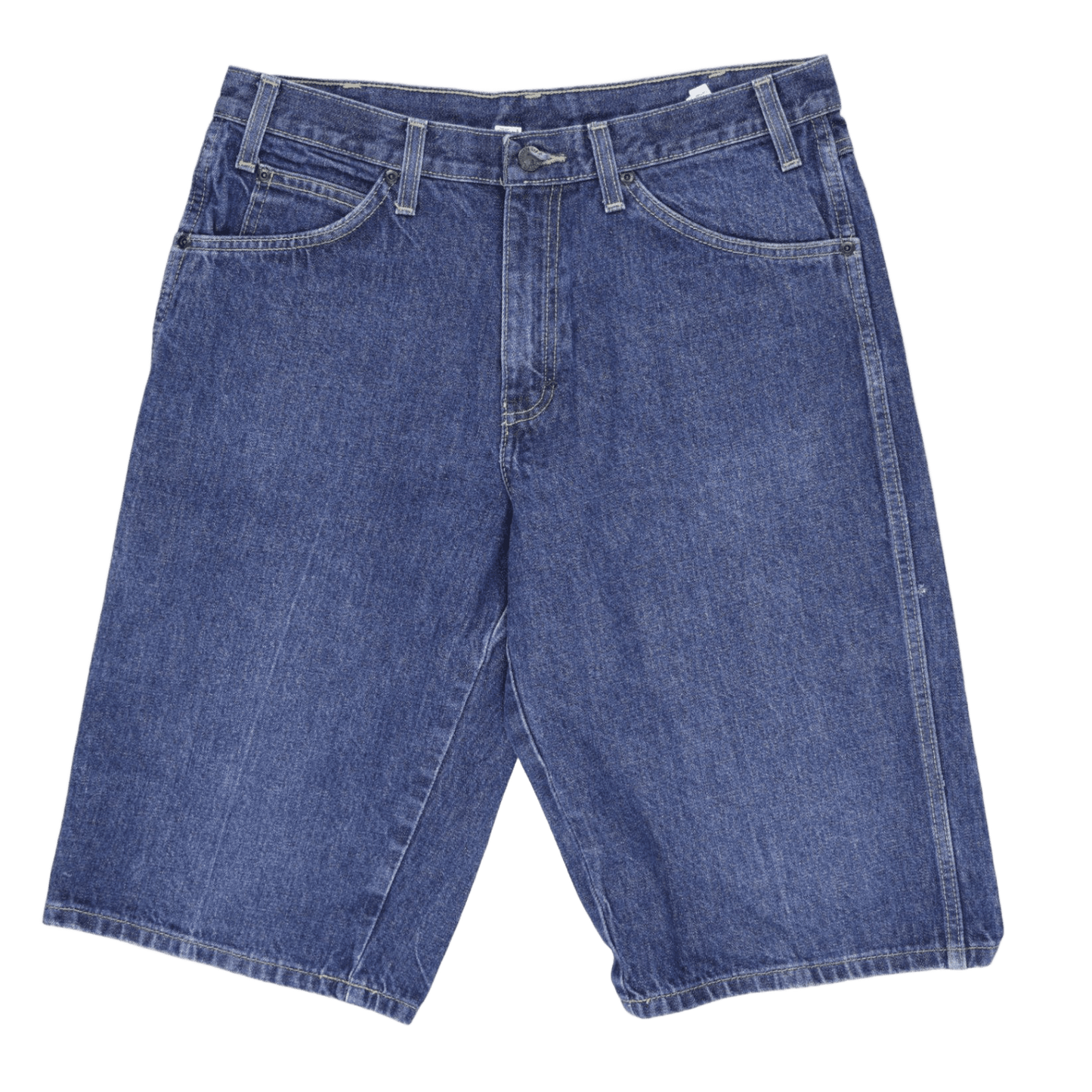 Dickies Relaxed Fit Denim Carpenter Shorts Blue 32 Inch Waist 10 Inch Inseam 100 Percent Cotton