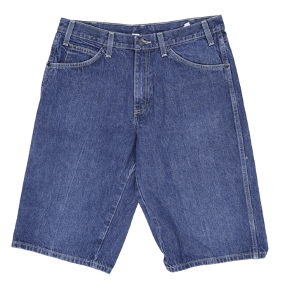 Dickies Relaxed Fit Denim Carpenter Shorts Blue 32 Inch Waist 10 Inch Inseam 100 Percent Cotton