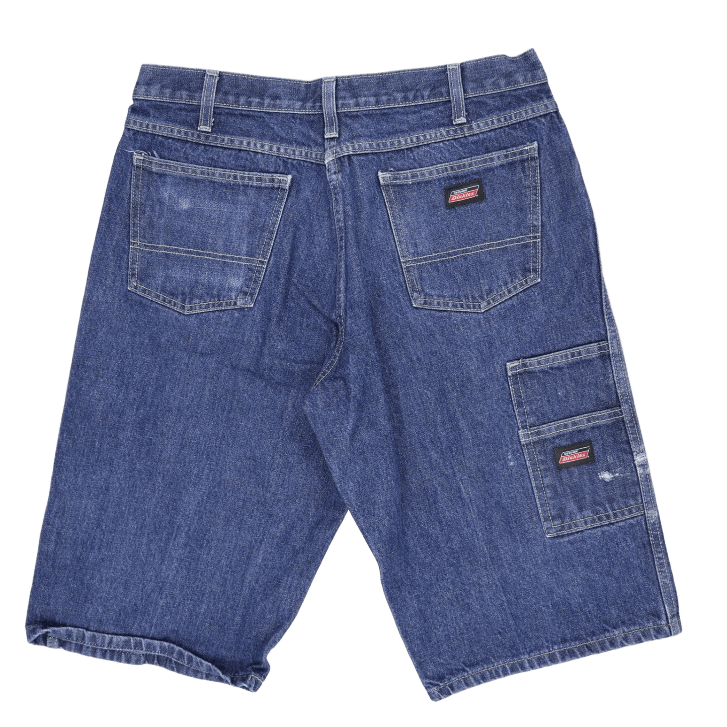 Dickies Relaxed Fit Denim Carpenter Shorts Blue 32 Inch Waist 10 Inch Inseam 100 Percent Cotton