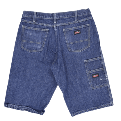 Dickies Relaxed Fit Denim Carpenter Shorts Blue 32 Inch Waist 10 Inch Inseam 100 Percent Cotton