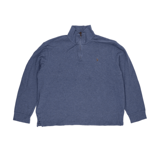 Polo Ralph Lauren Estate Rib Quarter Zip Sweatshirt Blue XL Cotton Blend
