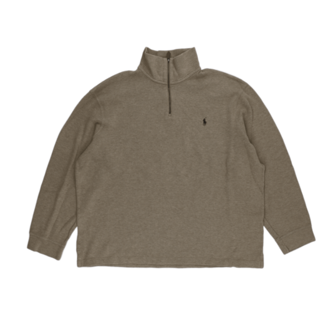 Ralph Lauren XXL Beige Quarter Zip Sweatshirt 100% Cotton Mens Knitwear