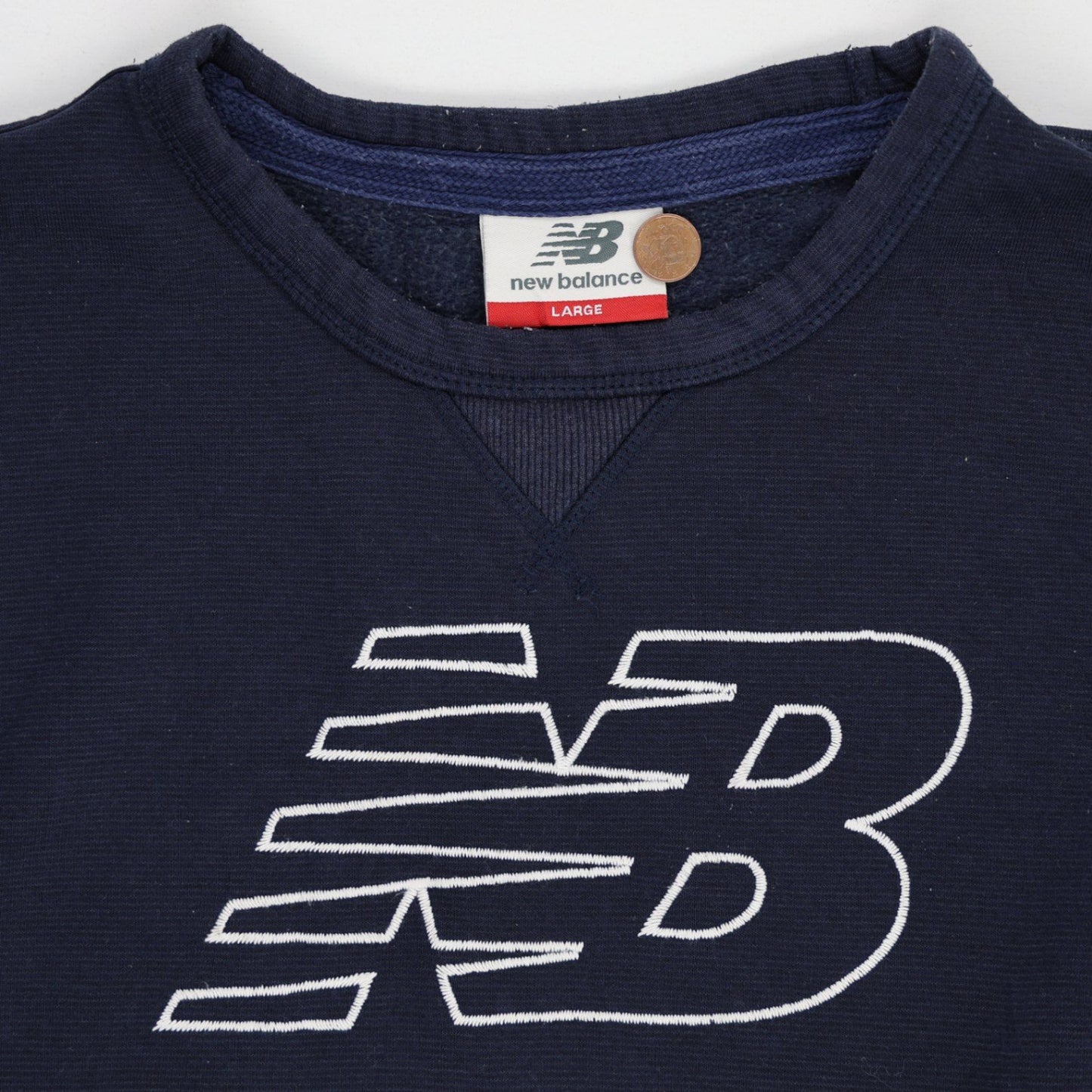 New Balance Navy Blue Cotton Sweatshirt Large Crew Neck Casual Activewear