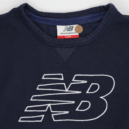 New Balance Navy Blue Cotton Sweatshirt Large Crew Neck Casual Activewear