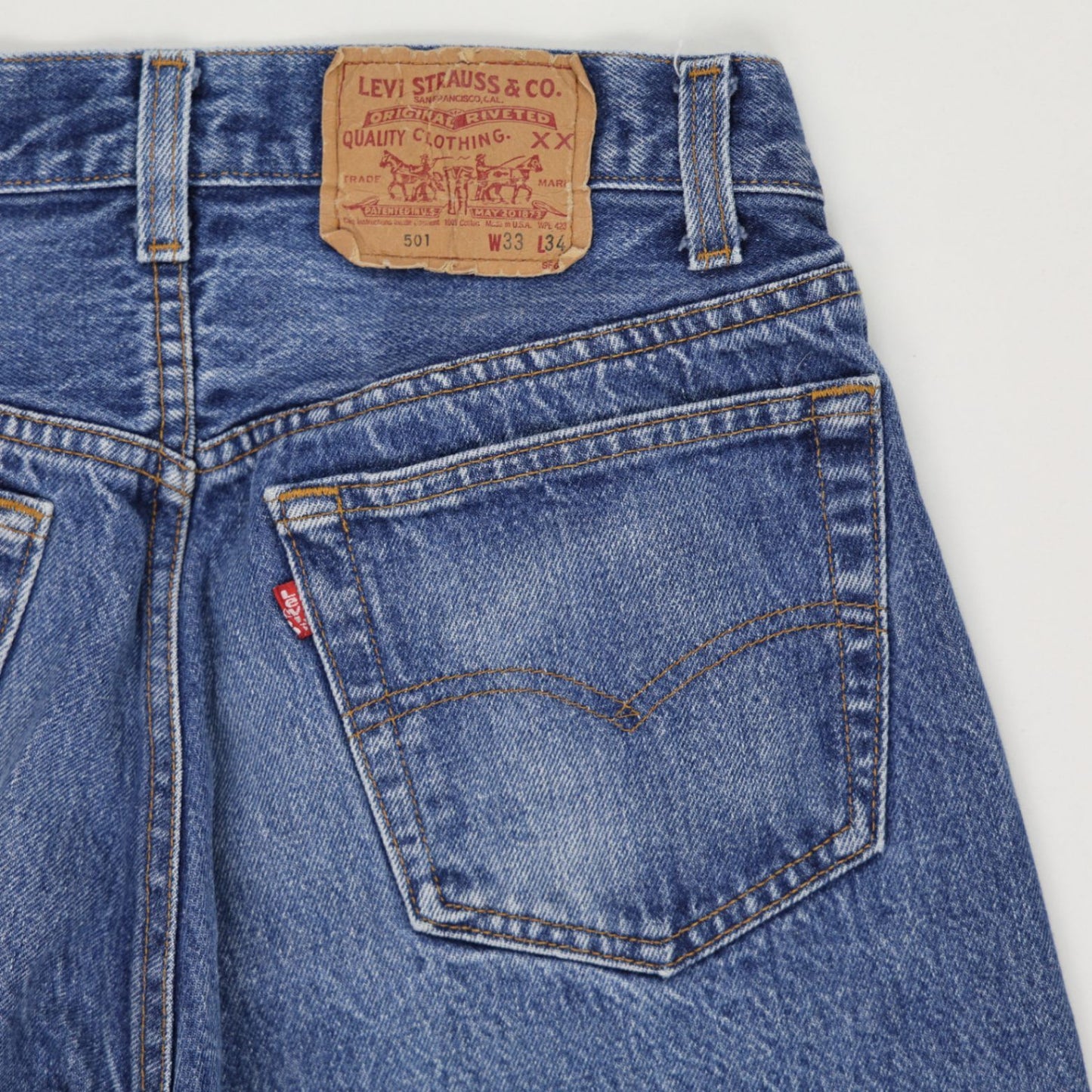 Levi's 501 Original Fit Blue Jeans W33 L34 Straight Leg Vintage Cotton