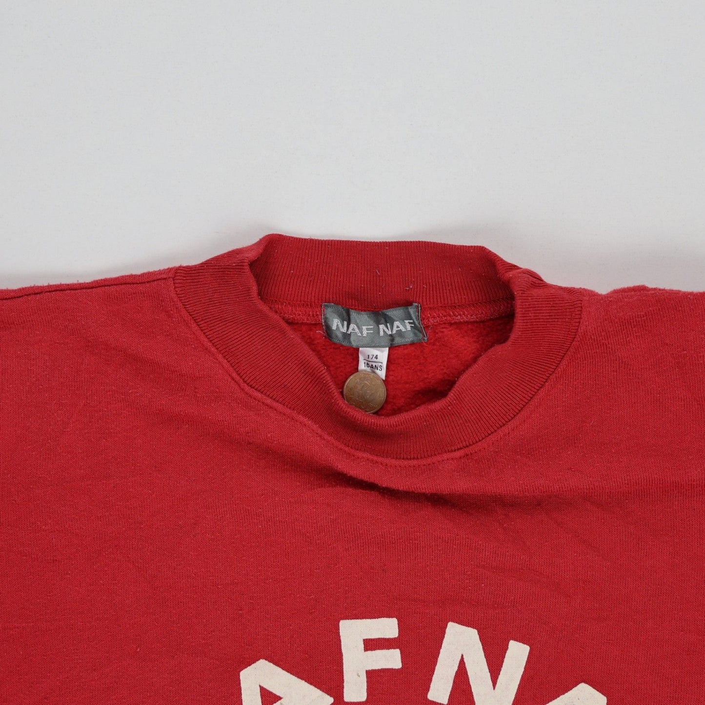 NAF NAF Vintage Red Crew Neck Sweatshirt Size L Cotton Blend Unisex