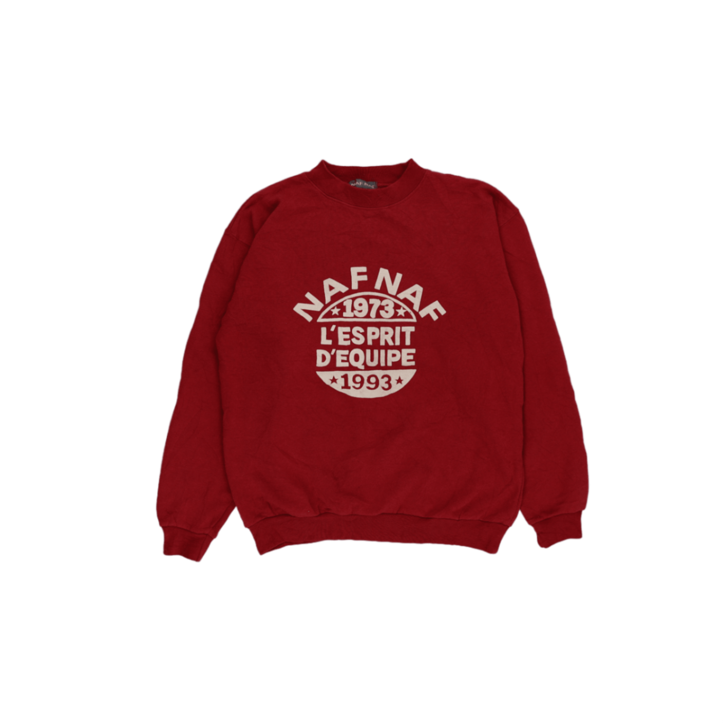 NAF NAF Vintage Red Crew Neck Sweatshirt Size L Cotton Blend Unisex