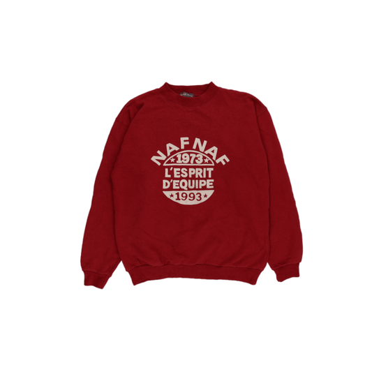 NAF NAF Vintage Red Crew Neck Sweatshirt Size L Cotton Blend Unisex