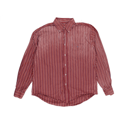 Lacoste Red Multi Button Up Shirt Size 44 Cotton Long Sleeve Collared