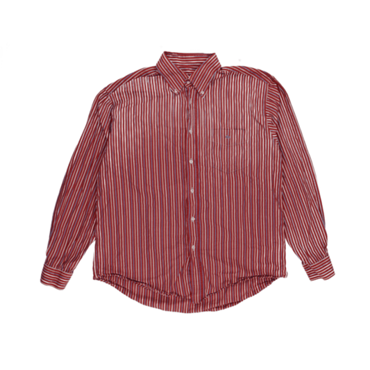 Lacoste Red Multi Button Up Shirt Size 44 Cotton Long Sleeve Collared