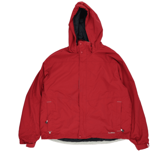 L.L. Bean Men's Hooded Jacket Red XL 100% Nylon Outdoor Jacket