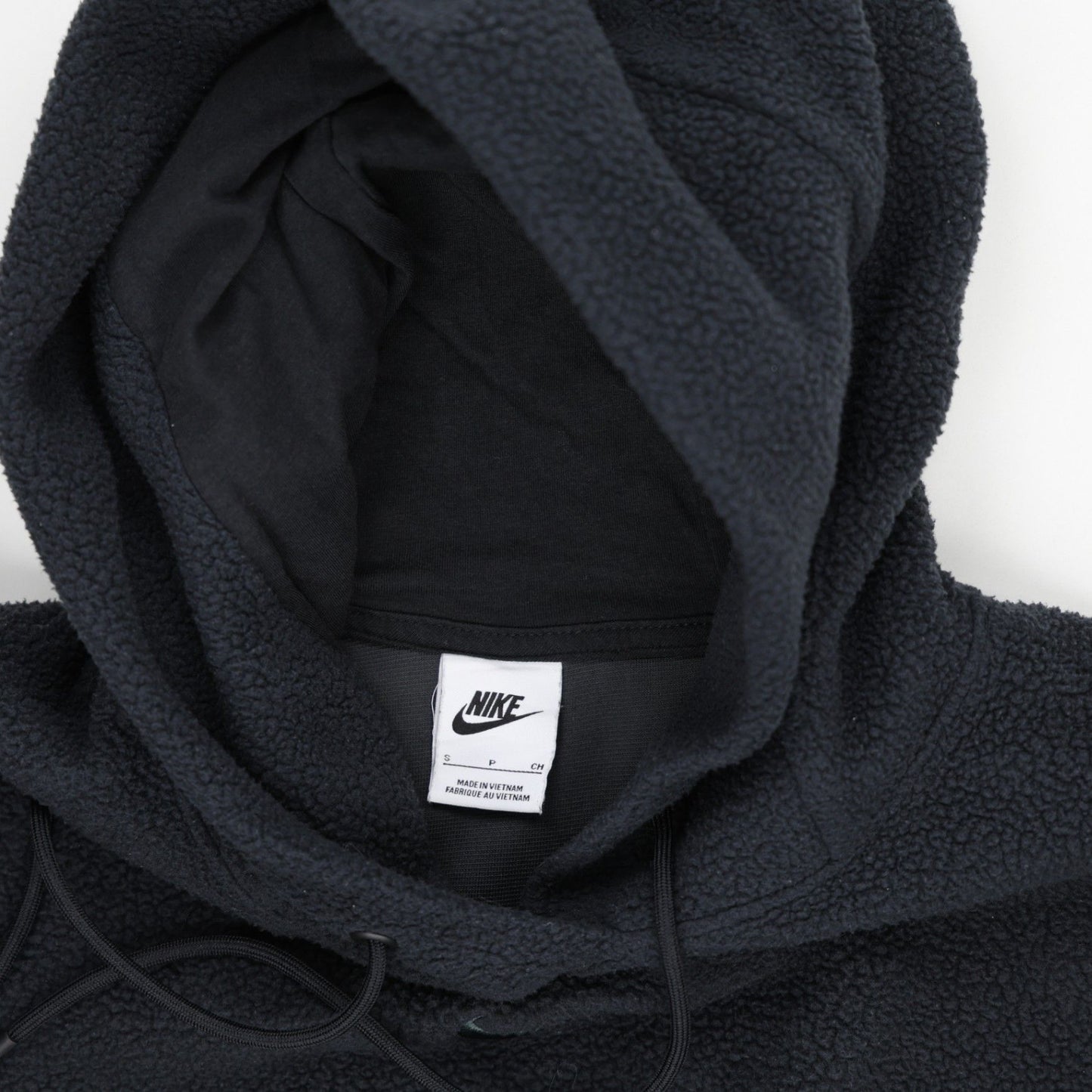 Nike Black Sherpa Fleece Pullover Hoodie for Men Size Small 100 Percent Polyester