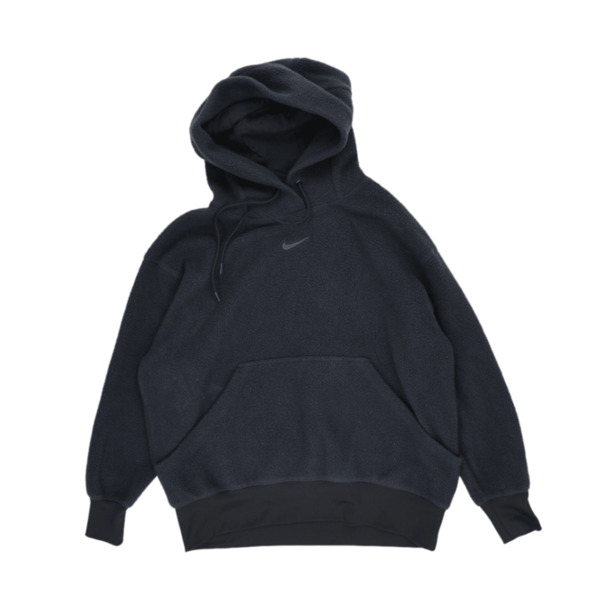 Nike Black Sherpa Fleece Pullover Hoodie for Men Size Small 100 Percent Polyester