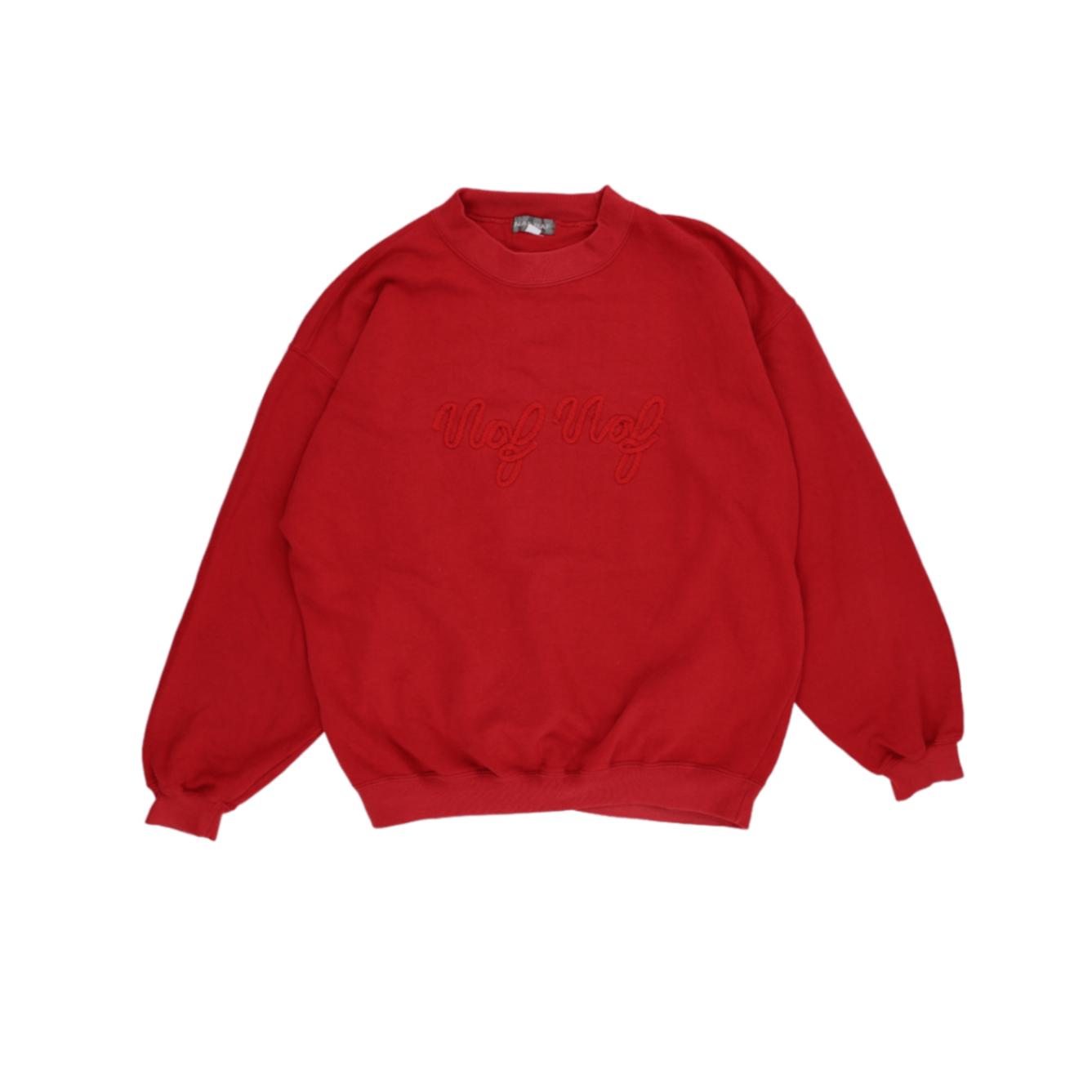 Naf Naf Vintage Red Crew Neck Sweatshirt Unisex Large Cotton Blend