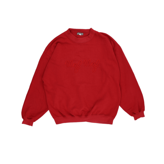 Naf Naf Vintage Red Crew Neck Sweatshirt Unisex Large Cotton Blend